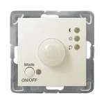 Elektroniczny czujnik ruchu Ospel Impresja w kolorze ecru z pokrętłem trybu i przyciskiem ON/OFF.
