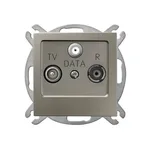 Gniazdo antenowe RTV-DATA Satyna light As Ospel GPA-GD/m/45 z wejściami TV, DATA i R.