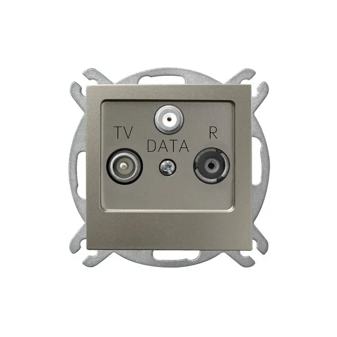 Gniazdo antenowe RTV-DATA Satyna light As Ospel GPA-GD/m/45 z wejściami TV, DATA i R.