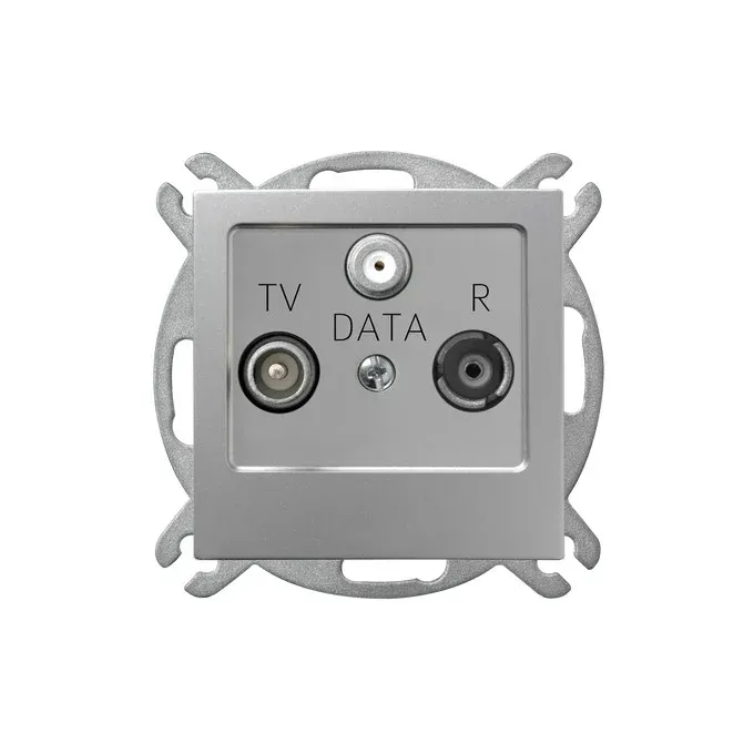 Gniazdo antenowe RTV-DATA Srebro As Ospel GPA-GD/m/18 z wejściami TV, DATA i R
