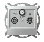Gniazdo antenowe RTV-SAT przelotowe Ospel Impresja GPA-YSP/m/18 w kolorze srebrnym, z wejściami TV, SAT i R.