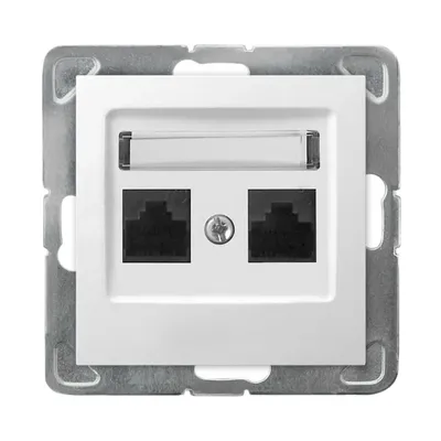 Gniazdo komputerowe podwójne RJ45 kategorii 5e, białe, seria Impresja Ospel