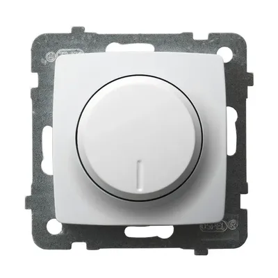 Ściemniacz uniwersalny do LED Ospel Karo Biały, model ŁP-8SL2/m/00, z pokrętłem regulacyjnym.