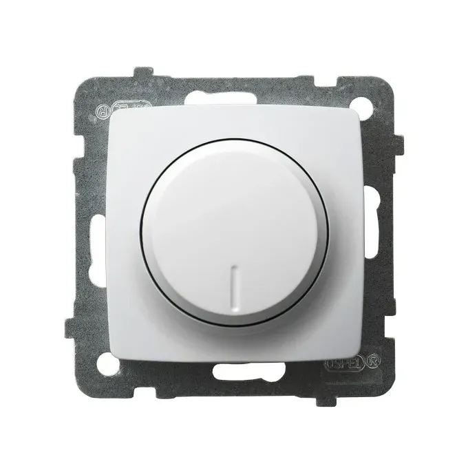 Ściemniacz uniwersalny do LED Ospel Karo Biały, model ŁP-8SL2/m/00, z pokrętłem regulacyjnym.