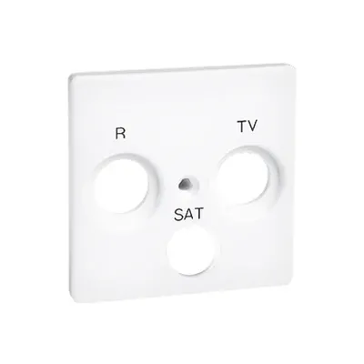 Biała pokrywa gniazda antenowego R-TV-SAT z serii Simon 82, producenta Kontakt-Simon, do montażu natynkowego.