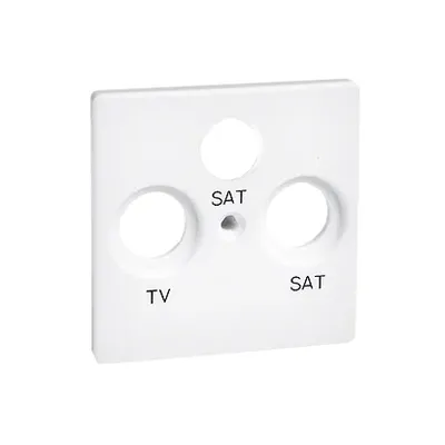 Biała pokrywa gniazda antenowego RTV-SAT-SAT z serii Simon 82, idealna do instalacji multimedialnych.