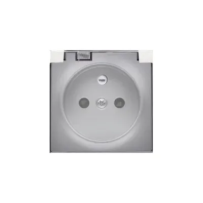 Pojedyncze gniazdo Simon 82 z transparentną klapką, aluminiowe, IP44, model 82068KD-93