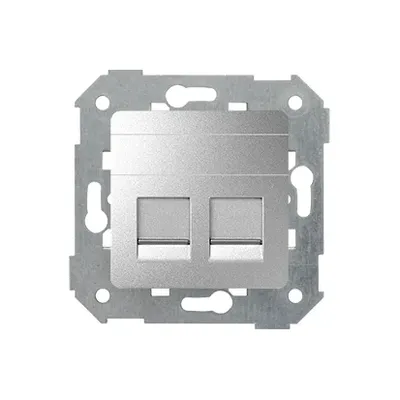 Pokrywa Simon 82 z dwoma gniazdami RJ45, płaska, aluminiowa, z żaluzjami, numer katalogowy 82006-93.