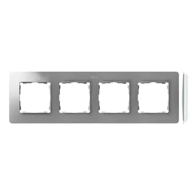 Ramka poczwórna Simon 82 Detail ORIGINAL-air w kolorze aluminium z białą podstawą, przeznaczona do montażu czterech modułów.