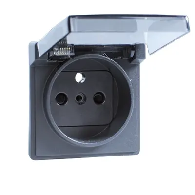 Simon 82 pokrywa gniazda pojedynczego IP44 grafit z transparentną klapką, model 82068KD-38