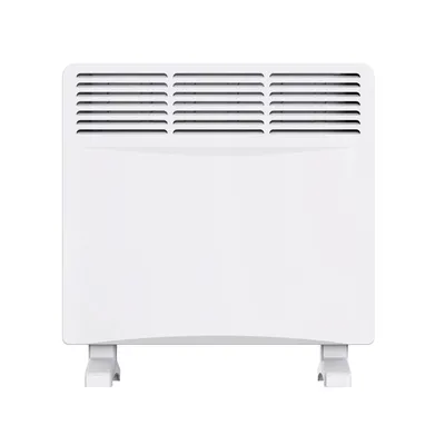 Biały grzejnik elektryczny Thermoval TC 500W z nóżkami i kratką wentylacyjną na górze, stojący na jednolitym tle.