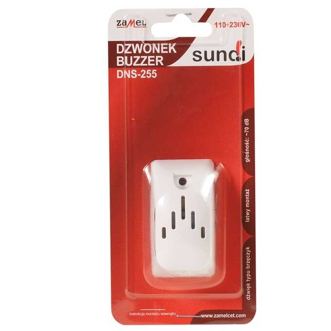 Dzwonek Buzzer 110-230V Biały Zamel Sundi - DNS-255-BIA