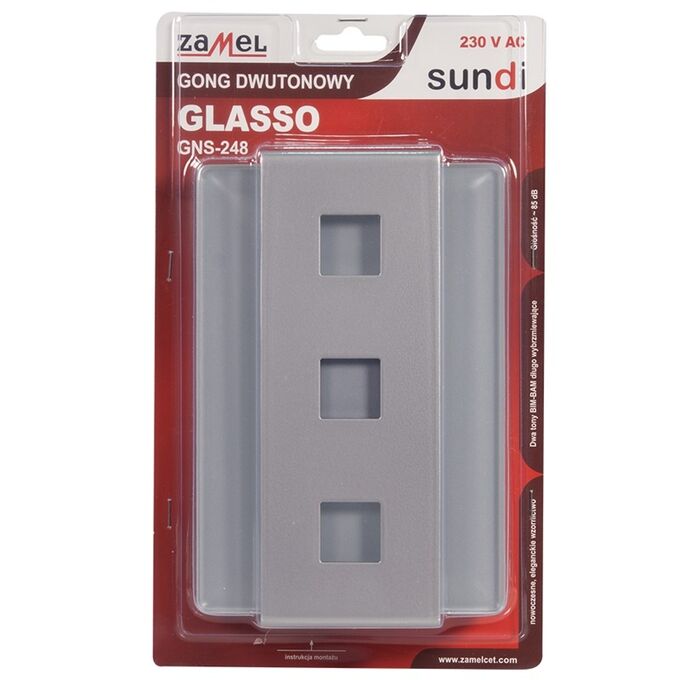 Gong dwutonowy Glasso 230V Srebrny Zamel Sundi - GNS-248-SRB