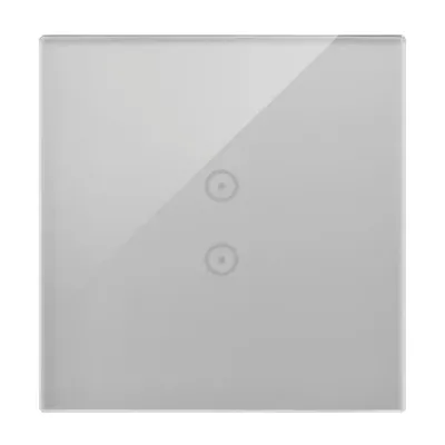 Panel dotykowy Simon 54 Touch DSTR13/71 w kolorze srebrna mgła, z dwoma pionowymi polami dotykowymi, na jednolitym tle.