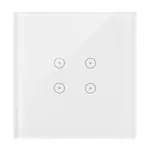 Panel dotykowy Simon 54 Touch DSTR14/70 w kolorze białej perły, z czterema polami dotykowymi, na jednolitym białym tle.