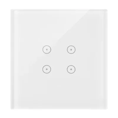Panel dotykowy Simon 54 Touch DSTR14/70 w kolorze białej perły, z czterema polami dotykowymi, na jednolitym białym tle.