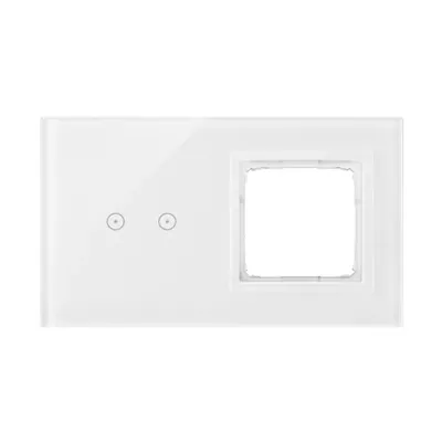 Panel dotykowy Simon 54 Touch DSTR220/70 w kolorze biała perła, z dwoma polami dotykowymi i otworem na osprzęt.