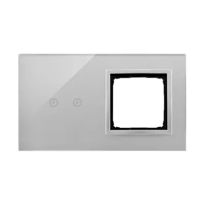 Panel dotykowy Simon 54 Touch DSTR220/71 w kolorze srebrna mgła, z dwoma polami dotykowymi i otworem na osprzęt.