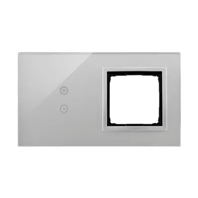 Panel dotykowy Simon 54 Touch DSTR230/71 w kolorze srebrna mgła, z dwoma polami dotykowymi i otworem na osprzęt.