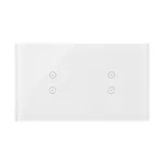 Panel dotykowy Simon 54 Touch DSTR233/70 w kolorze biała perła, z czterema pionowymi polami dotykowymi, na jednolitym białym tle.