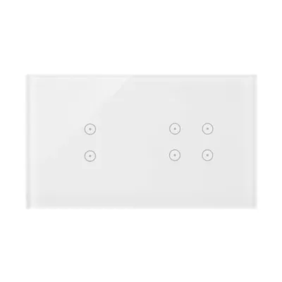 Panel dotykowy Simon 54 Touch DSTR234/70 w kolorze białej perły, z dwoma pionowymi i czterema poziomymi polami dotykowymi.