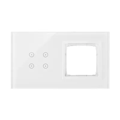 Panel dotykowy Simon 54 Touch DSTR240/70 w kolorze biała perła, 2 moduły, 4 pola dotykowe i 1 otwór na osprzęt.
