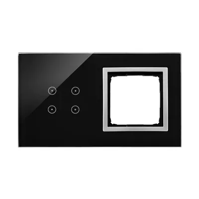 Panel dotykowy Simon 54 Touch DSTR240/74, 2 moduły, czarny, z 4 polami dotykowymi i otworem na osprzęt.