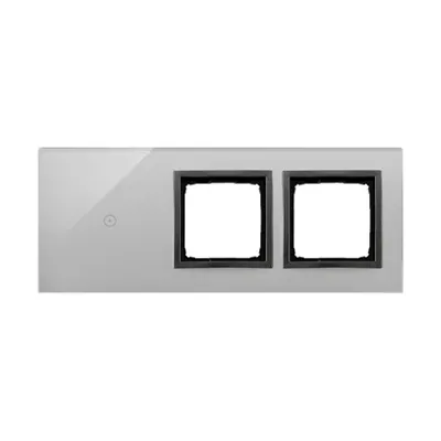 Panel dotykowy Simon 54 Touch DSTR3100/72 w kolorze burzowa chmura, z jednym polem dotykowym i dwoma otworami na osprzęt.