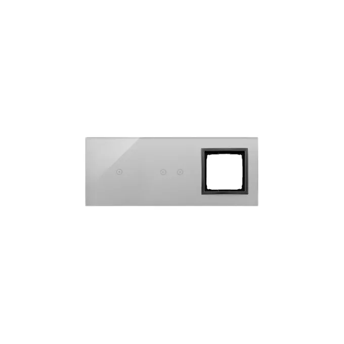 Panel dotykowy Simon 54 Touch DSTR3120/72 w kolorze burzowa chmura, z jednym polem dotykowym i dwoma poziomymi, oraz otworem na osprzęt.