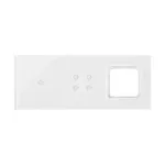 Panel dotykowy Simon 54 Touch DSTR3140/70 w kolorze biała perła, z jednym polem dotykowym, czterema polami dotykowymi i otworem na osprzęt.