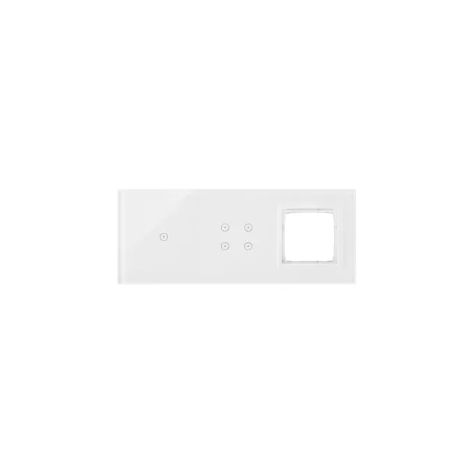 Panel dotykowy Simon 54 Touch DSTR3140/70 w kolorze biała perła, z jednym polem dotykowym, czterema polami dotykowymi i otworem na osprzęt.