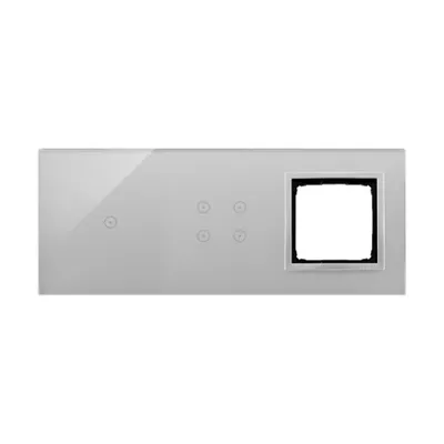 Panel dotykowy Simon 54 Touch DSTR3140/71 w kolorze srebrnej mgły, z jednym polem dotykowym, czterema polami dotykowymi i otworem na osprzęt.