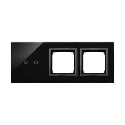 Panel dotykowy Simon 54 Touch DSTR3200/73 w kolorze zastygłej lawy, z dwoma polami dotykowymi i dwoma otworami na osprzęt.