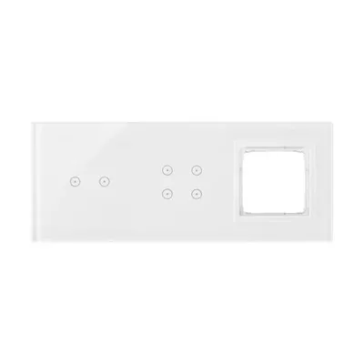 Panel dotykowy Simon 54 Touch DSTR3240/70 w kolorze biała perła, z 6 polami dotykowymi i miejscem na osprzęt.