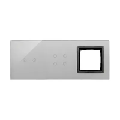 Panel dotykowy Simon 54 Touch DSTR3240/72 w kolorze burzowa chmura, z 2 poziomymi polami, 4 polami dotykowymi i otworem na osprzęt.