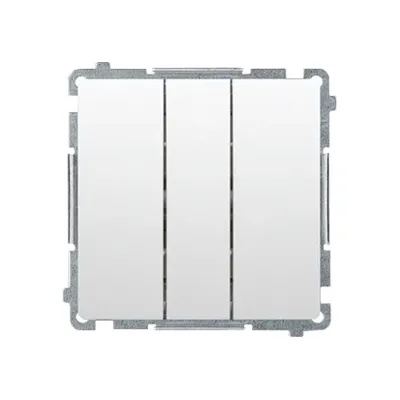 Potrójny biały przycisk Simon Basic z podświetleniem LED 10AX, model BMP31L.01/11, producent Kontakt-Simon.