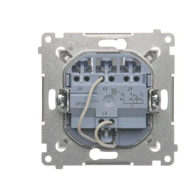 Tył potrójnego przycisku Simon 54 z podświetleniem LED, model DP31L.01/11, widoczne zaciski i oznaczenia elektryczne.