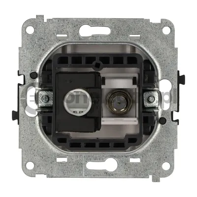 Gniazdo komputerowo-antenowe RJ45 Karlik MINI MGFK-1 z polem opisowym, białe, z metalowym mocowaniem.
