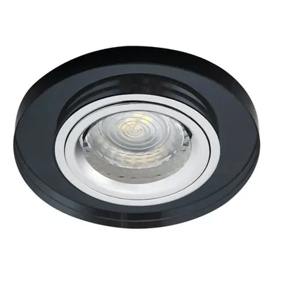 Czarna oprawa sufitowa MORTA CT-DSO50-B Kanlux z chromowanym pierścieniem i wbudowanym modułem LED, zasilanie 12V.
