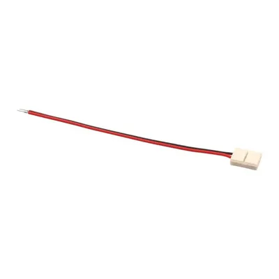 Łącznik do modułów LED 12V Kanlux z dwoma przewodami: czerwonym i czarnym, zakończony białym złączem.