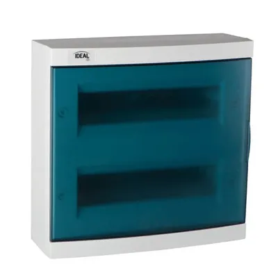 Rozdzielnica natynkowa KDB-S24T IDEAL by Kanlux, 24 moduły (2x12), IP-30, biała obudowa z przyciemnianymi drzwiczkami