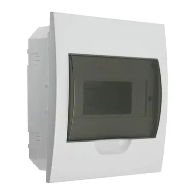 Rozdzielnica podtynkowa IDEAL by Kanlux, 8 modułów, IP-40, z przydymianą klapką, model DB108F 1X8P/FMD.