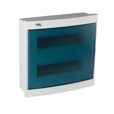 Rozdzielnica podtynkowa IDEAL by Kanlux KDB-F24T, 24 moduły (2x12), IP-30, biała obudowa z przyciemnianą, przezroczystą klapą.
