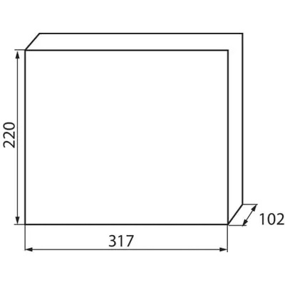Schemat techniczny rozdzielnicy podtynkowej Kanlux IDEAL KDB-F12T o wymiarach 317x220x102 mm.