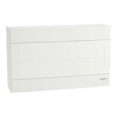 Biała natynkowa rozdzielnica elektryczna Schneider Easy9 o wymiarach 18 modułów (1x18) i stopniu ochrony IP-40 z drzwiczkami.