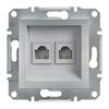 Gniazdo telefoniczne podwójne Aluminium Schneider Asfora - EPH4200161