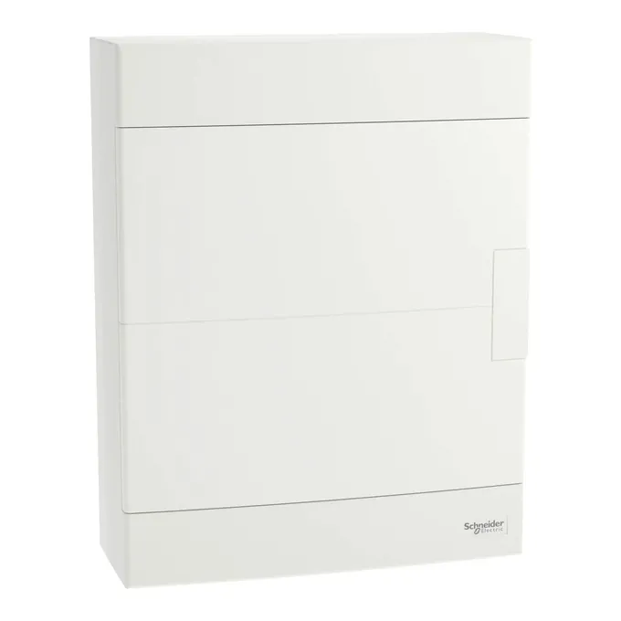 Rozdzielnica natynkowa Schneider Electric Easy9, 24 moduły (2x12), IP-40, z białymi drzwiczkami.
