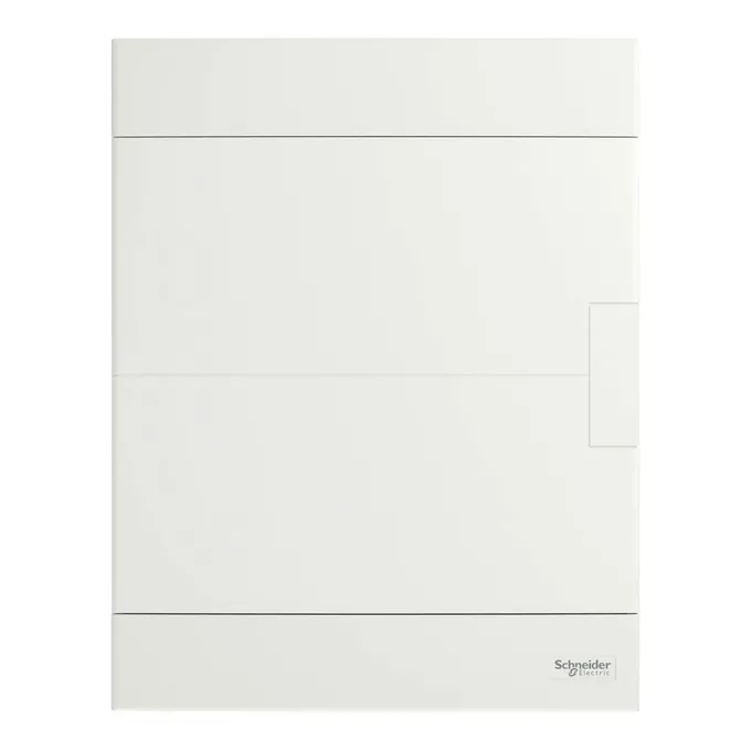 Rozdzielnica natynkowa Schneider Electric Easy9, 24 moduły (2x12), IP-40, z białymi drzwiczkami.