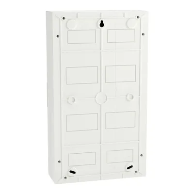 Rozdzielnica natynkowa Schneider Electric Easy9, 36 modułów (3x12), IP-40, białe drzwi, widok od tyłu.