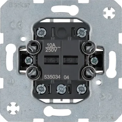 Mechanizm łącznika 2-klawiszowego Berker one.platform z 4 stykami zwrotnymi, 10A 250V, numer produktu 53503404.